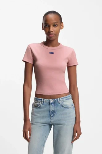 Slim-Fit-T-Shirt mit Logo-Applikation aus Stretch-Baumwolle