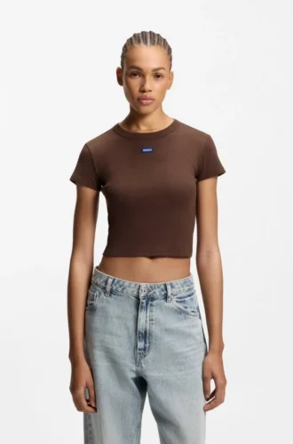 Slim-Fit-T-Shirt mit Logo-Applikation aus Stretch-Baumwolle