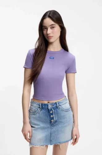 Slim-Fit-T-Shirt mit Logo-Applikation aus Stretch-Baumwolle