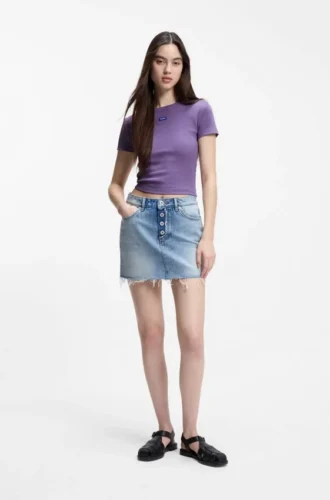 Slim-Fit-T-Shirt mit Logo-Applikation aus Stretch-Baumwolle