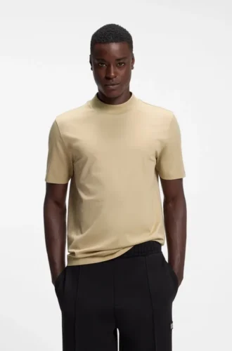 Slim-Fit-T-Shirt mit Stehkragen aus Stretch-Baumwolle