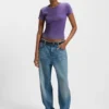 Slim-Fit-T-Shirt mit Strass-Logo aus Stretch-Baumwolle