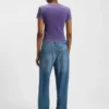 Slim-Fit-T-Shirt mit Strass-Logo aus Stretch-Baumwolle