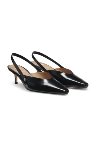Slingback-Pumps aus poliertem Leder