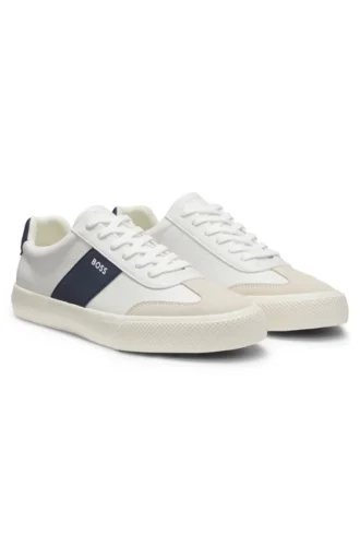 Sneaker mit Lederbesatz aus Kunstleder