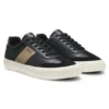 Sneaker mit Lederbesatz aus Kunstleder