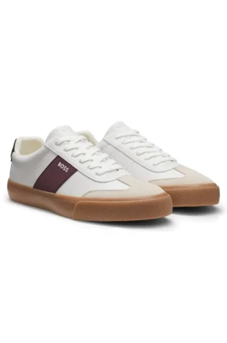 Sneaker mit Lederbesatz aus Kunstleder