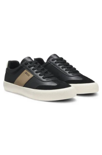 Sneaker mit Lederbesatz aus Kunstleder