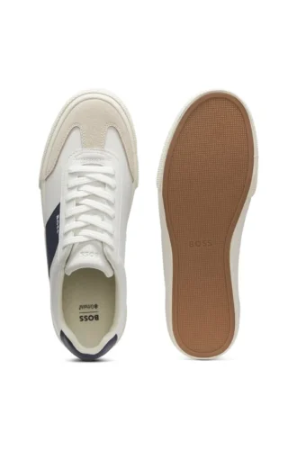 Sneaker mit Lederbesatz aus Kunstleder