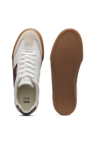 Sneaker mit Lederbesatz aus Kunstleder
