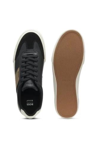 Sneaker mit Lederbesatz aus Kunstleder
