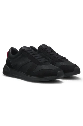 Sneaker mit Monogramm-Jacquard und Kunstwildlederbesatz