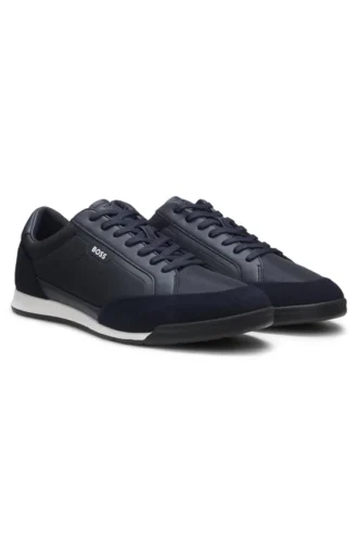 Sneaker mit Wildlederbesatz und gerippter Sohle