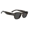 Sonnenbrille aus gemustertem Acetat mit silberfarbenen Scharnieren