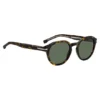 Sonnenbrille aus gemustertem Acetat mit silberfarbenen Scharnieren