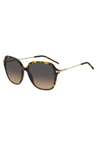 Sonnenbrille aus Havanna-Acetat mit goldfarbenen Bügeln