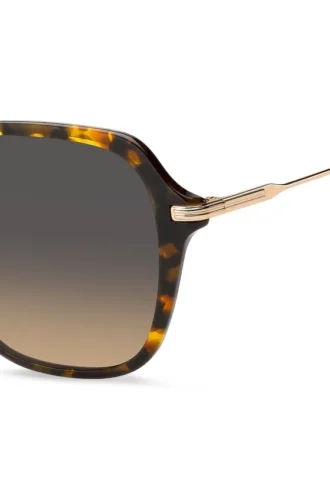 Sonnenbrille aus Havanna-Acetat mit goldfarbenen Bügeln