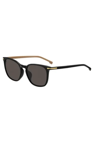 Sonnenbrille aus schwarzem Acetat mit goldfarbenen Verzierungen