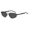 Sonnenbrille aus schwarzem Metall mit ausgeschnittenem Logo