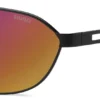 Sonnenbrille aus schwarzem Metall mit ausgeschnittenem Logo