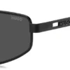 Sonnenbrille aus schwarzem Metall mit ausgeschnittenem Logo