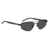 Sonnenbrille aus schwarzem Metall mit ausgeschnittenem Logo