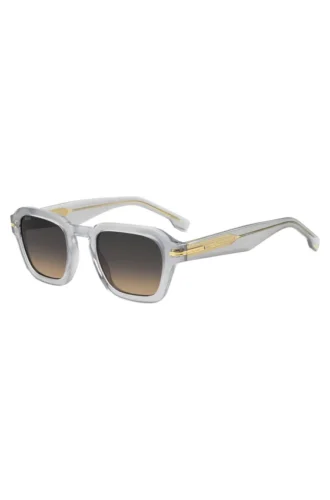 Sonnenbrille aus transparentem Acetat mit Streifen an den Bügeln