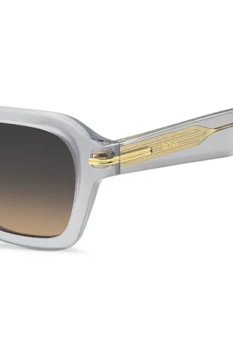Sonnenbrille aus transparentem Acetat mit Streifen an den Bügeln