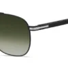 Sonnenbrille mit Doppelbrücke aus schwarzem Stahl