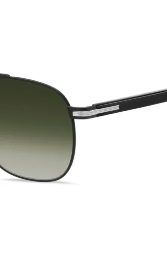 Sonnenbrille mit Doppelbrücke aus schwarzem Stahl