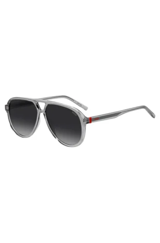 Sonnenbrille mit Doppelbrücke aus transparentem Acetat