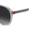 Sonnenbrille mit Doppelbrücke aus transparentem Acetat