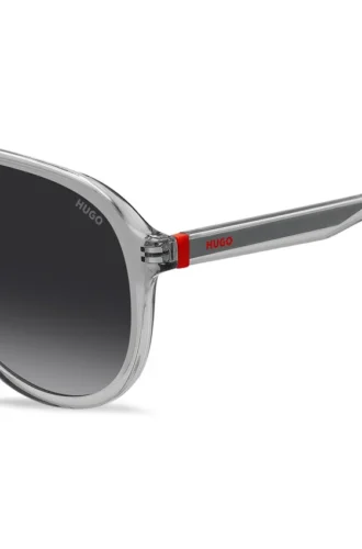 Sonnenbrille mit Doppelbrücke aus transparentem Acetat