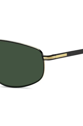 Sonnenbrille mit Doppelbrücke in Schwarz mit goldfarbenen Akzenten