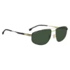 Sonnenbrille mit Doppelbrücke in Schwarz mit goldfarbenen Akzenten