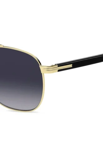 Sonnenbrille mit Doppelbrücke in Schwarz- und Goldtönen