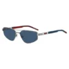 Sonnenbrille mit Doppelbrücke und ausgeschnittenem Logo