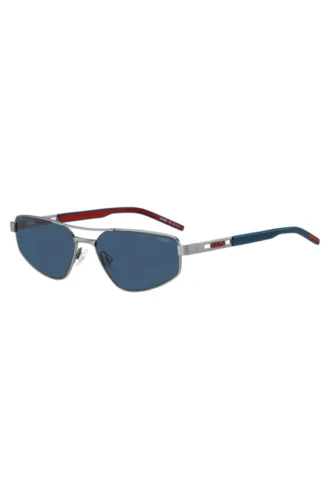 Sonnenbrille mit Doppelbrücke und ausgeschnittenem Logo