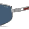 Sonnenbrille mit Doppelbrücke und ausgeschnittenem Logo