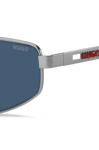 Sonnenbrille mit Doppelbrücke und ausgeschnittenem Logo