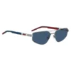 Sonnenbrille mit Doppelbrücke und ausgeschnittenem Logo