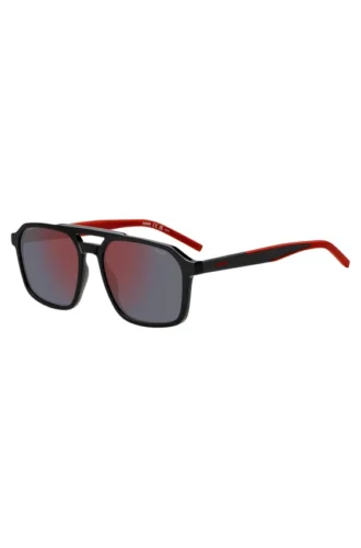 Sonnenbrille mit Doppelbrücke und zweifarbigen Bügelenden