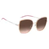 Sonnenbrille mit nudefarbenem Rahmen, gegabelten Bügeln und Marken-Kette