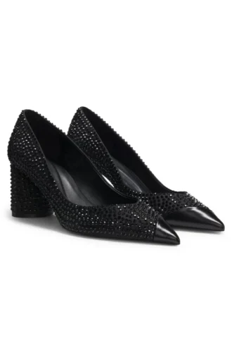 Strass-Pumps aus Satin mit 7 cm Absatz