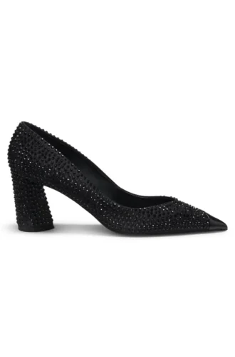 Strass-Pumps aus Satin mit 7 cm Absatz