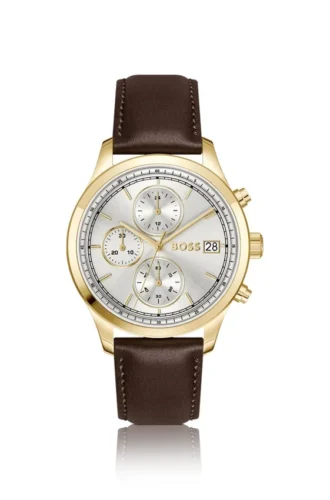 Stratus Chronographenuhr mit braunem Lederarmband