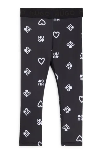 Stretch-Leggings für Kinder mit Logo und Herzchenprint