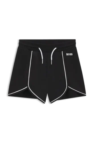 Stretch-Shorts für Kinder mit Logo und Paspelierung