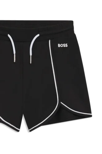 Stretch-Shorts für Kinder mit Logo und Paspelierung