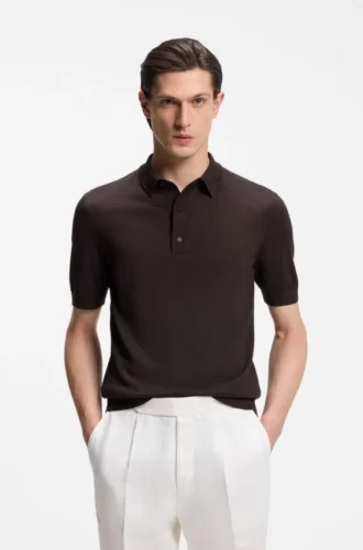 Strick-Polo aus Schurwolle